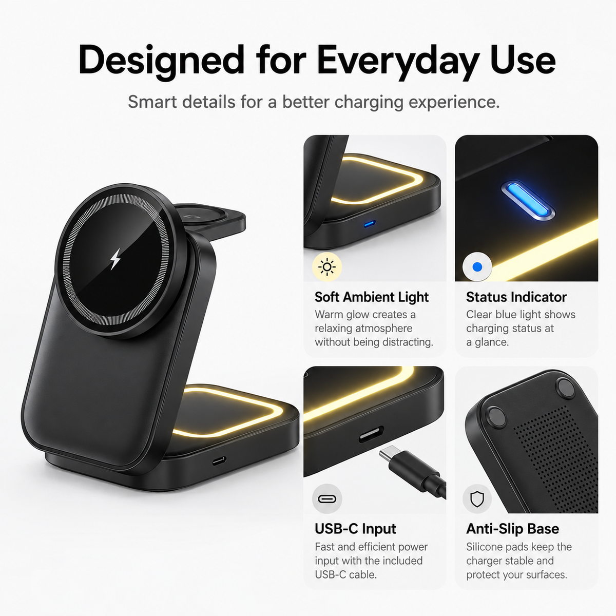 3-in-1 Foldable Magnetic Wireless Charger