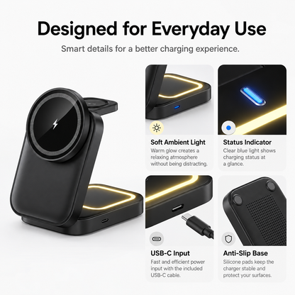 3-in-1 Foldable Magnetic Wireless Charger