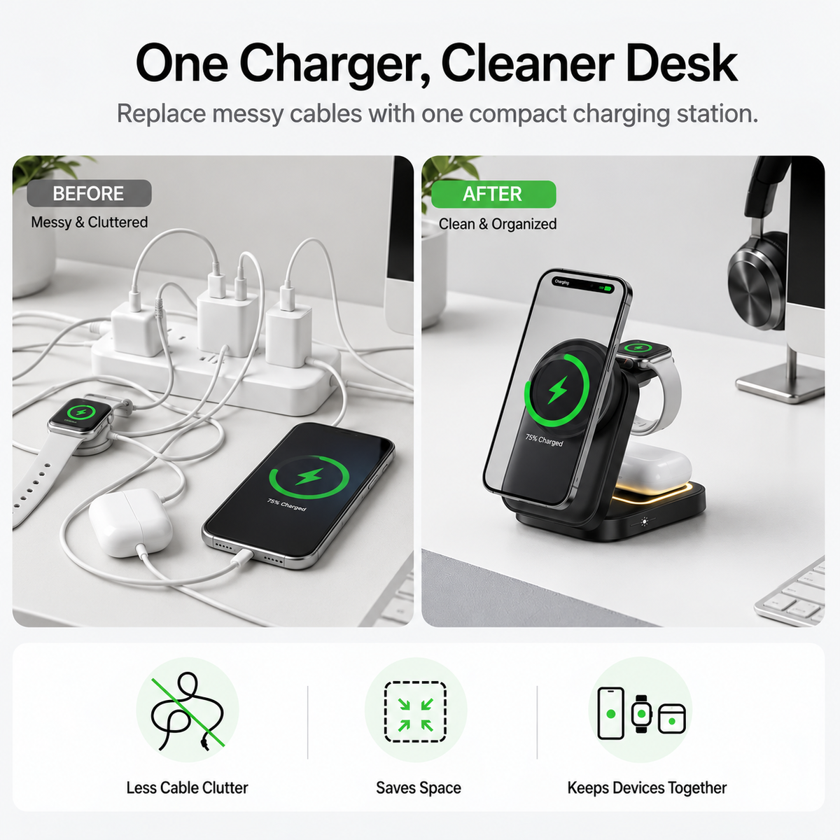 3-in-1 Foldable Magnetic Wireless Charger