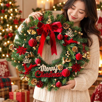 Berry Wreath, Red Festive Wreath for Front Door & Indoor Decor