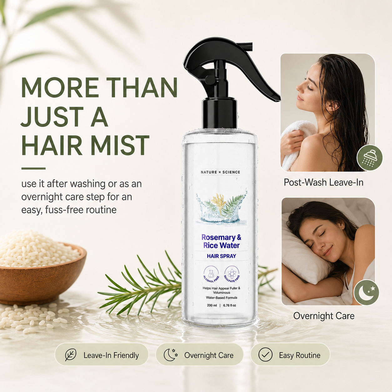 Rosemary & Rice Water Hair Spray| 100% Natural Extract scalp care
