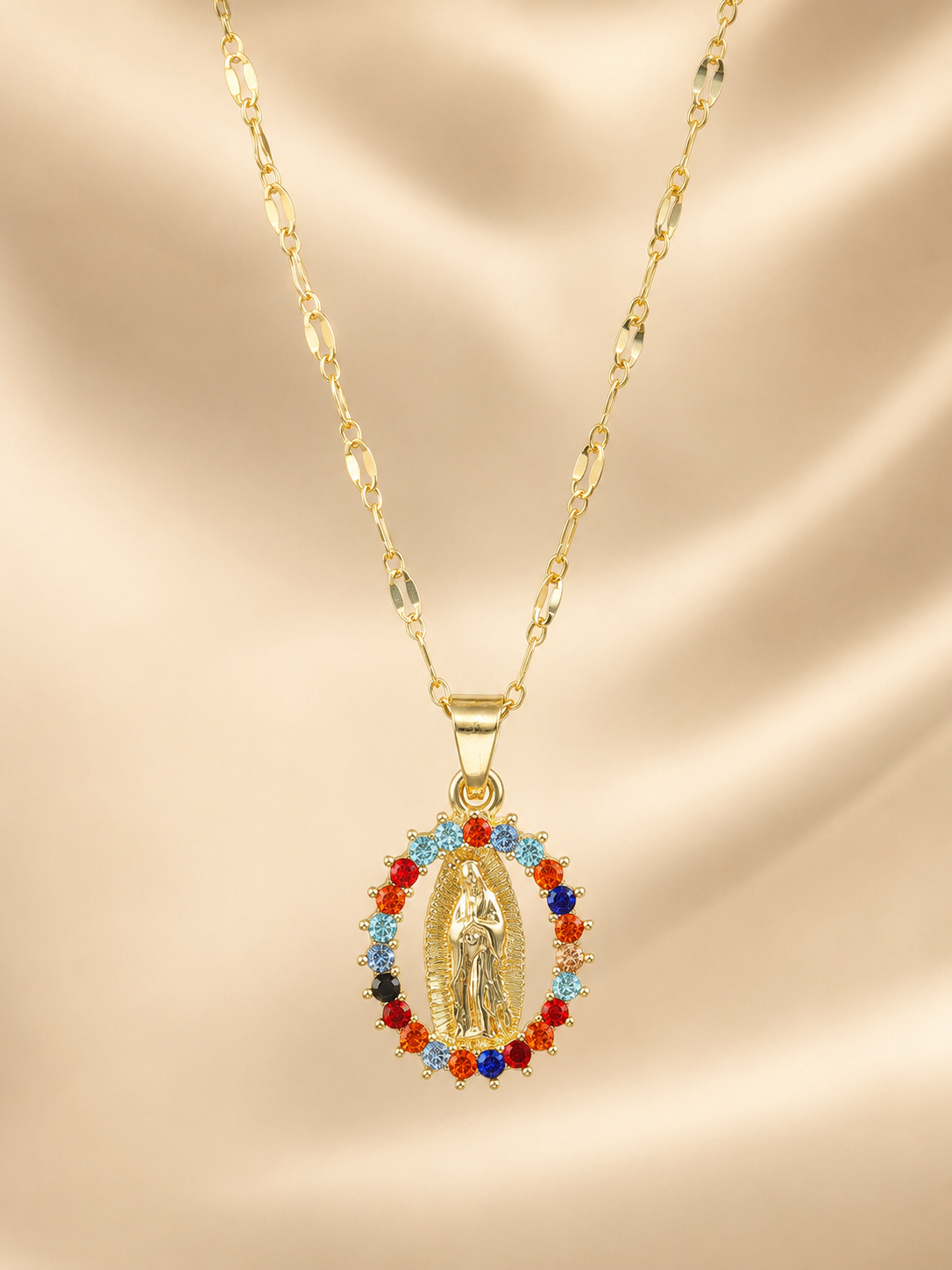 🙏 Faith & Grace ✨ Virgin Mary Pendant Necklace with 5A Cubic Zirconia Halo & 316L Stainless Steel Chain