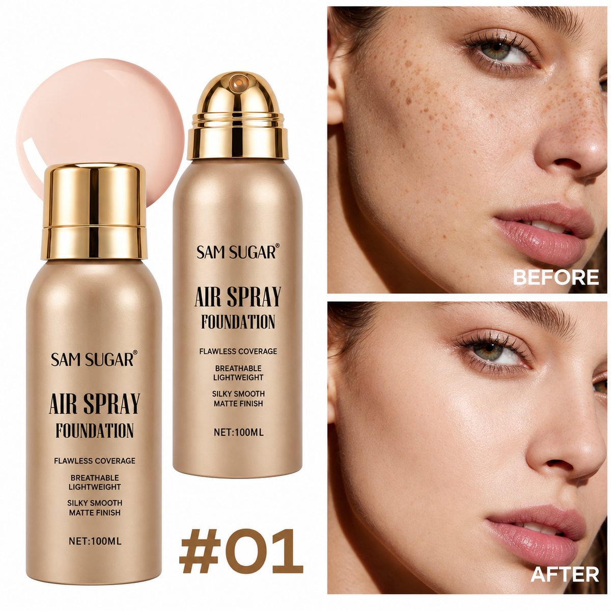 💦Waterproof Flawless Air Spray Foundation｜Long‑Lasting Airbrush Makeup, Sweat‑Proof Buildable Coverage ✨