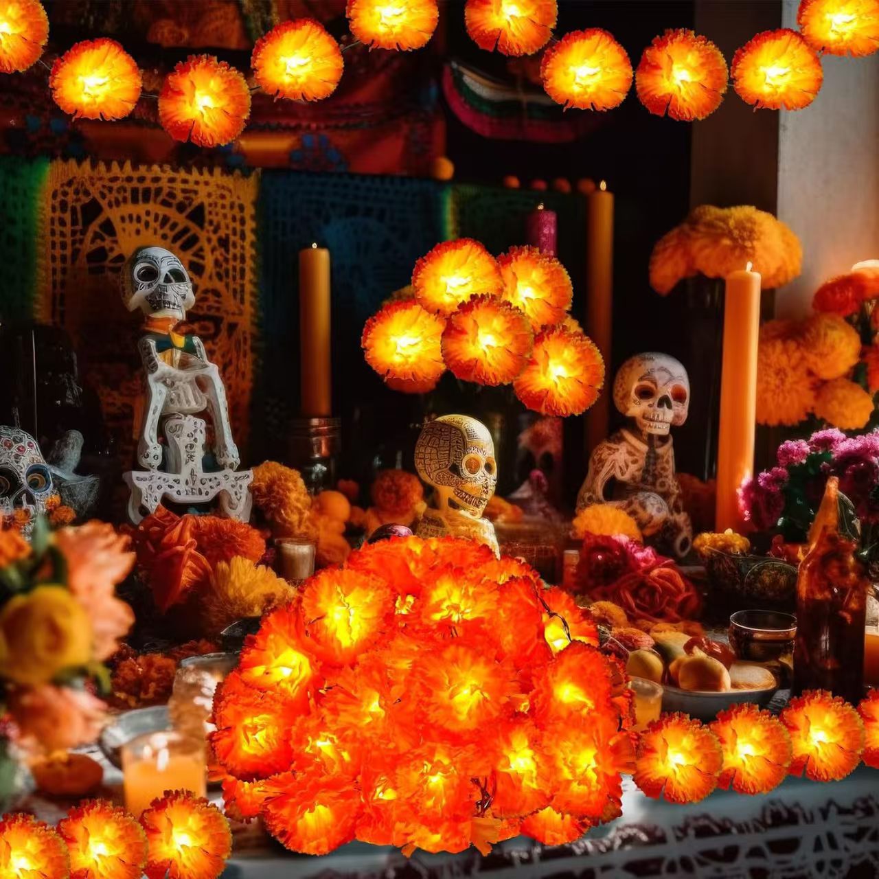 ✨LAST DAY SPECIAL 50% OFF! 🎃Artificial Marigold Flower LED String Lights