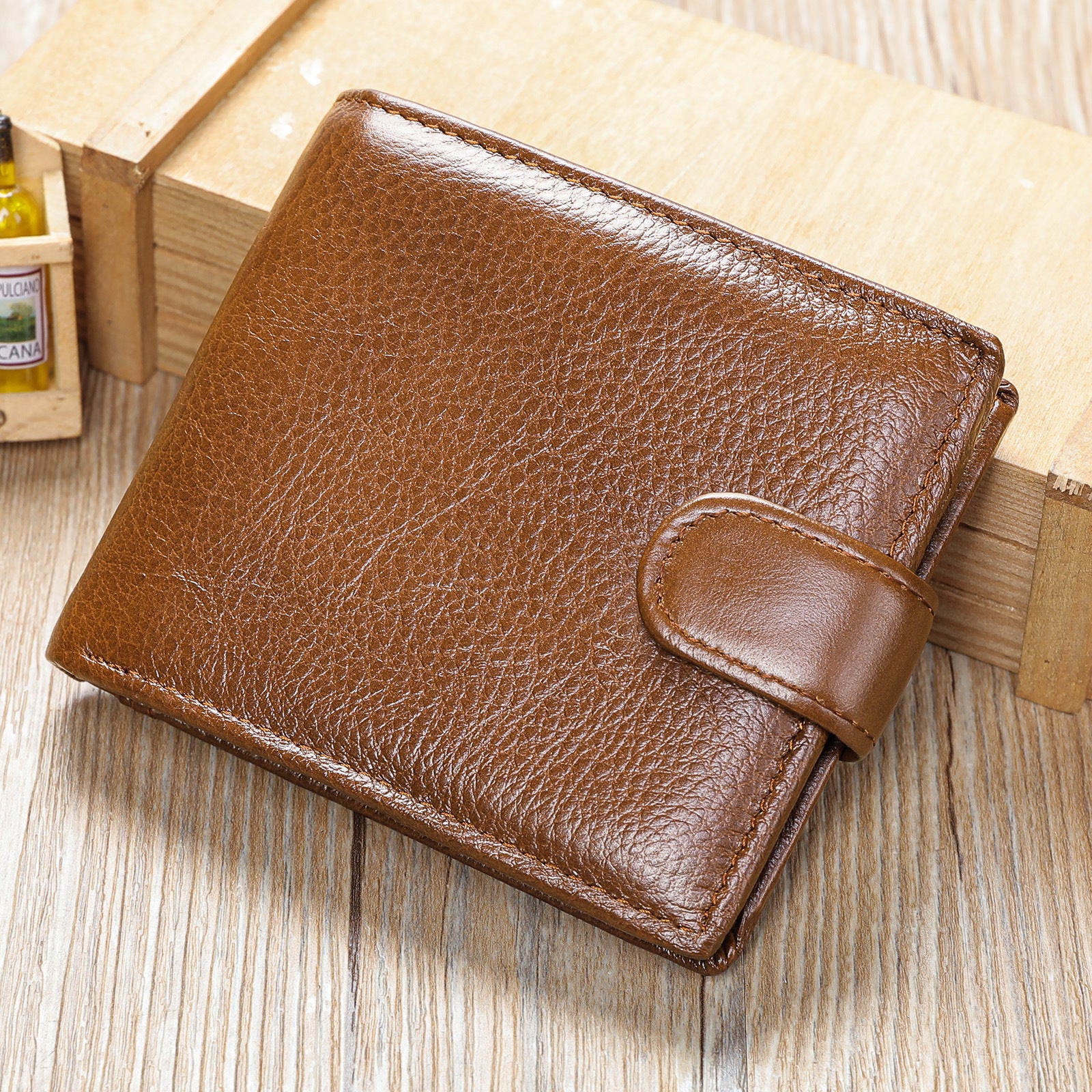 Yellow tan leather wallet