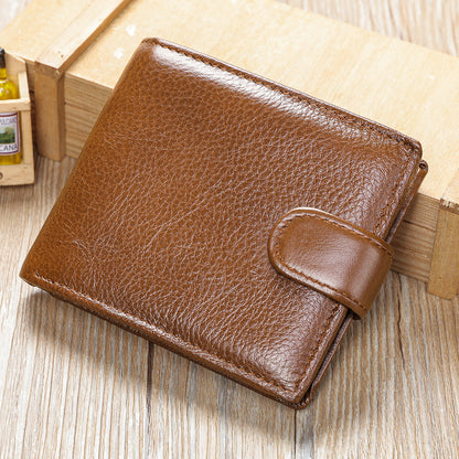 Vintage Top-Grain Leather Bi-Fold Wallet – Classic Design, Ample Storage