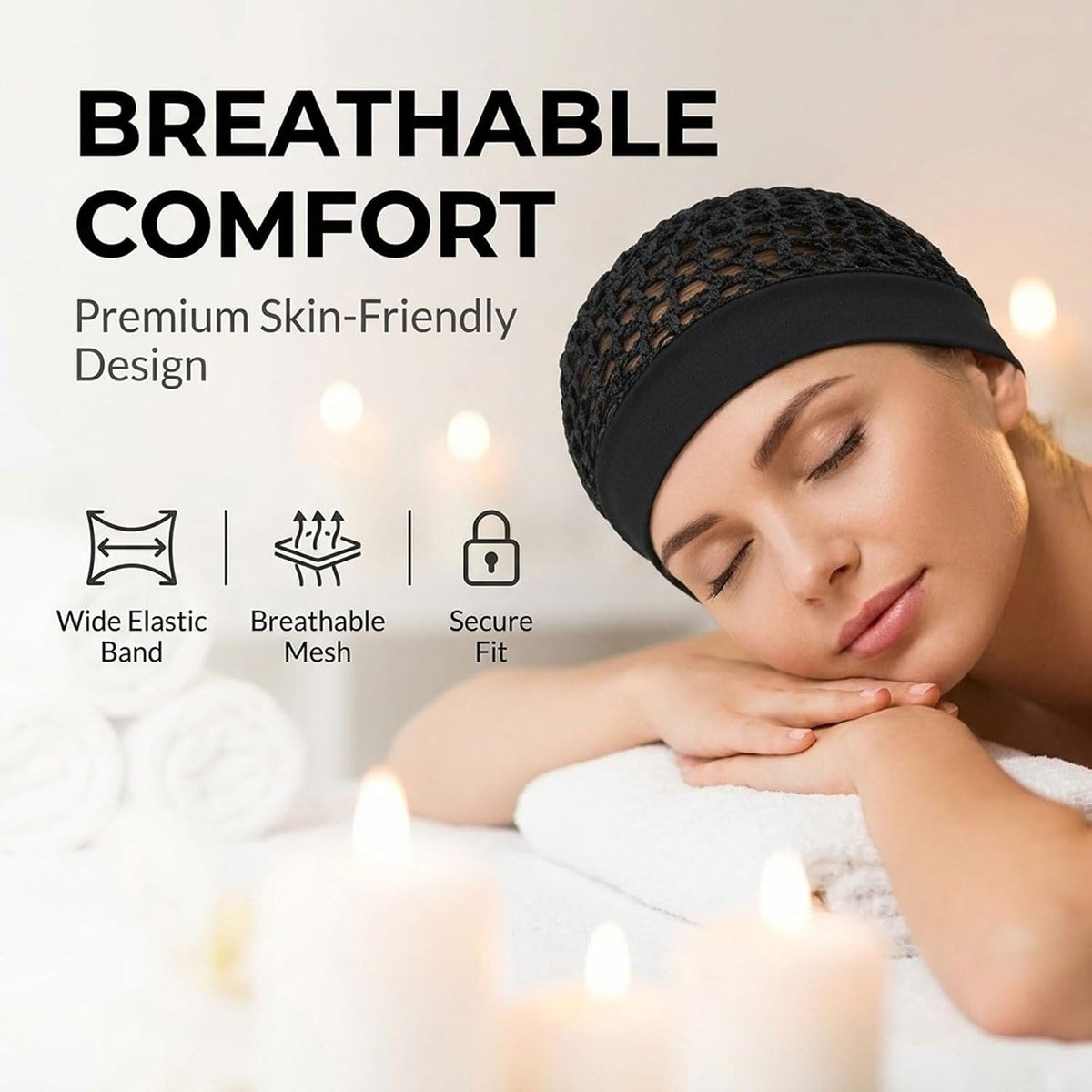 💖Hot 47% OFF🌹🌙 3-Piece Stretchy Wide-Edge Sleeping Cap Set