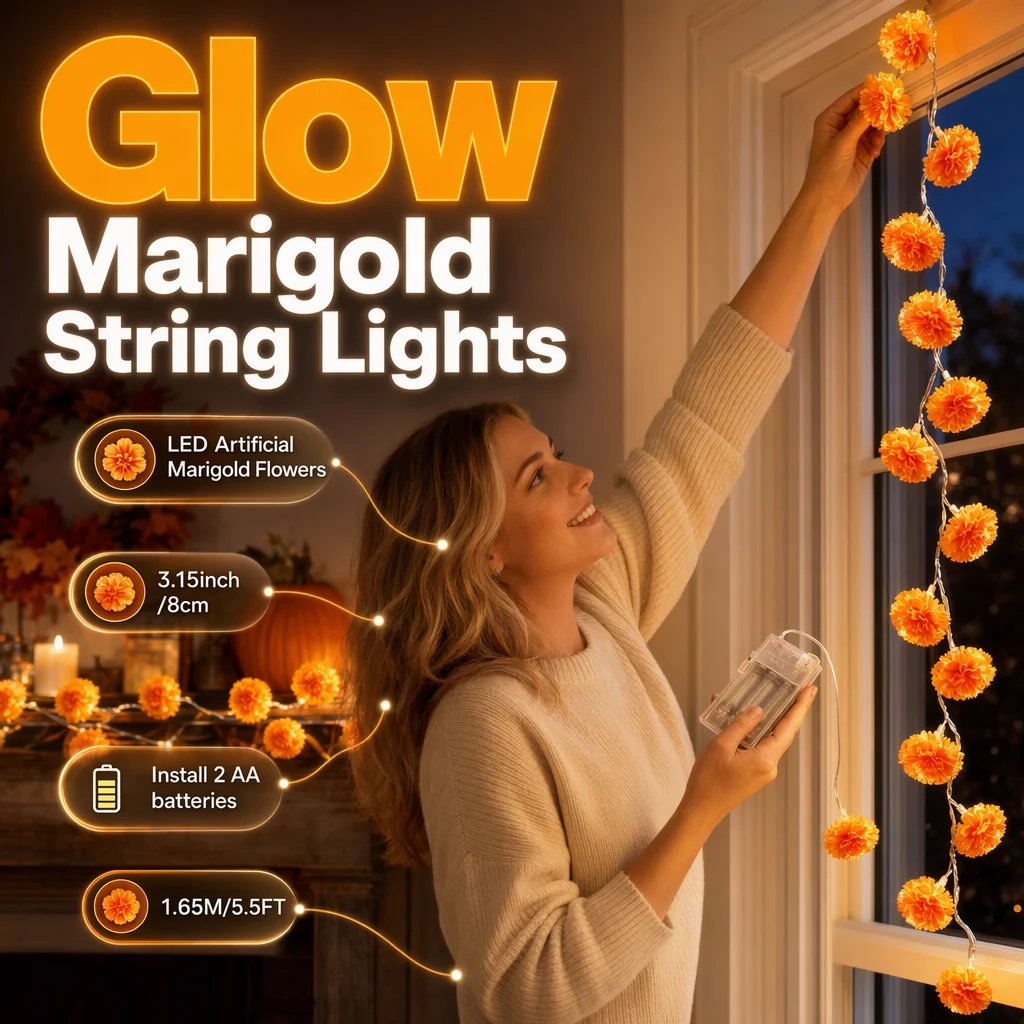 ✨LAST DAY SPECIAL 50% OFF! 🎃Artificial Marigold Flower LED String Lights