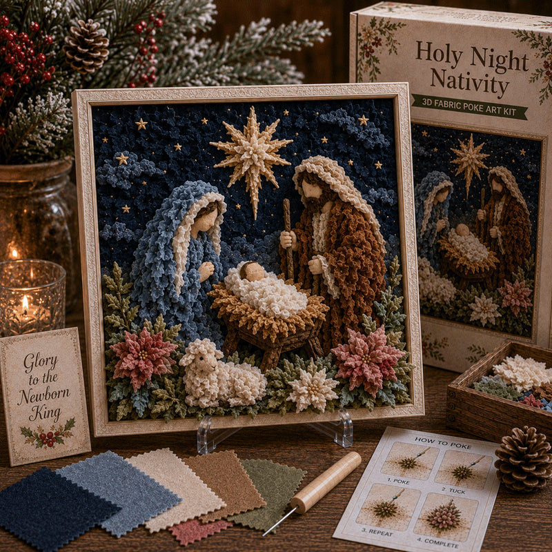 Holy Night Nativity 3D fabric poke art