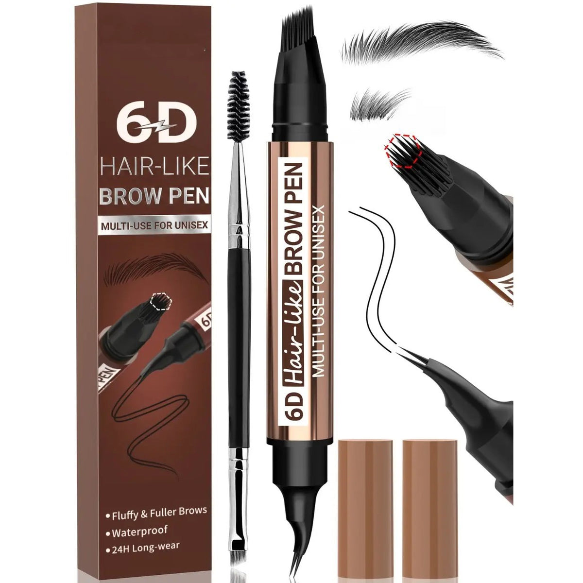 6D Hair-Like Finish Multi-Use Unisex 2-in-1 Brows & Beard Pen