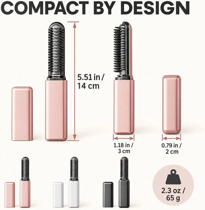 Mini Cordless Hair Straightener Brush, USB Rechargeable Compact Ceramic Heated Bang Comb for Short Hair, Roots and Travel Touch-Ups