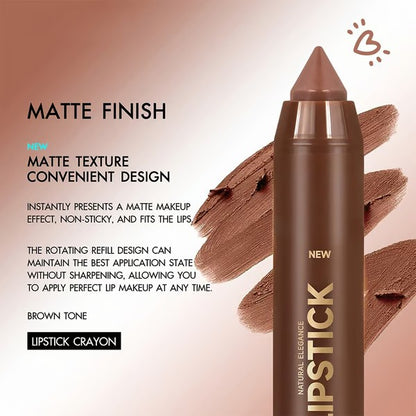 6Pcs/set Mauve Matte Brown Lip Liner and Lipstick Combo Set Kit