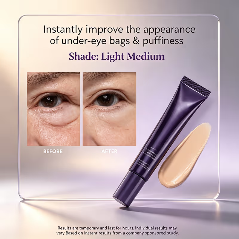 Before and after example for Light Medium under-eye gel