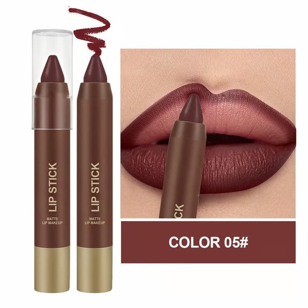 6Pcs/set Mauve Matte Brown Lip Liner and Lipstick Combo Set Kit