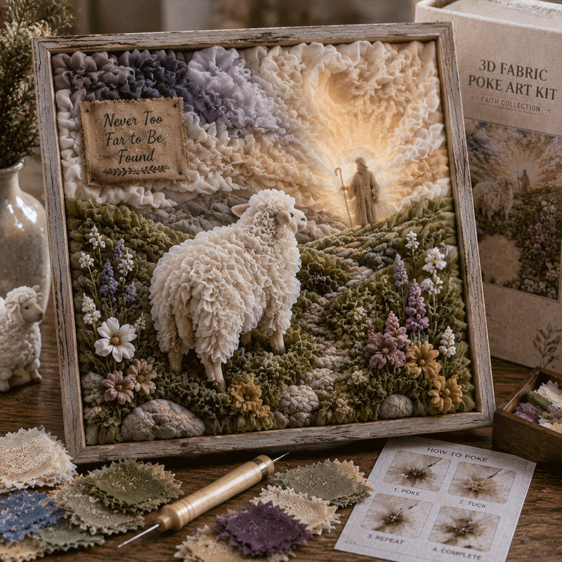 One Lost Lamb 3D fabric poke art