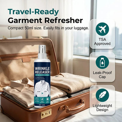 🔥 Instant Wrinkle Release Spray – No Iron Needed, 100ml Travel-Friendly Fabric Refresher