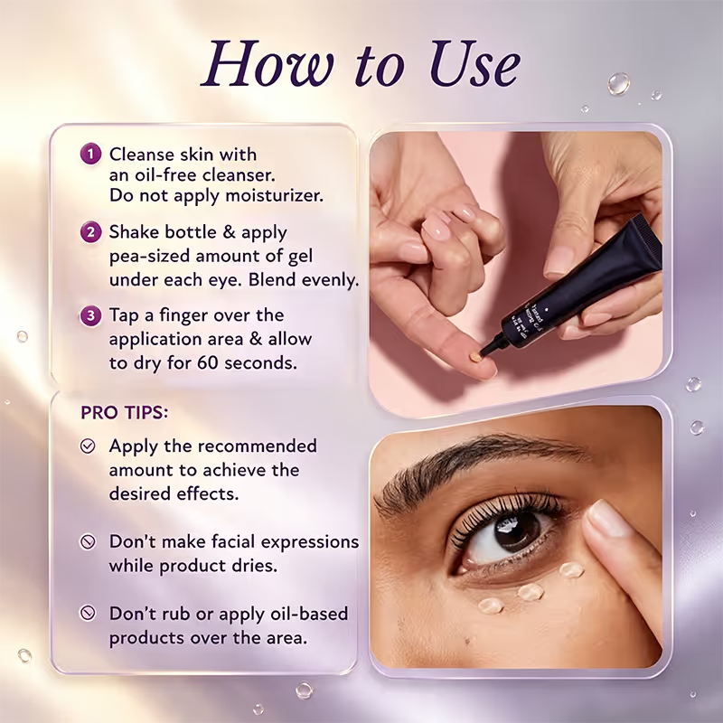 How to use 60-second under-eye firming gel