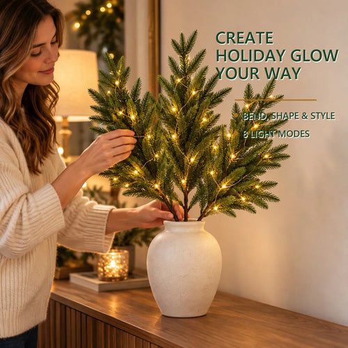 Lighted Norfolk Pine Branches – DIY Holiday Greenery Set