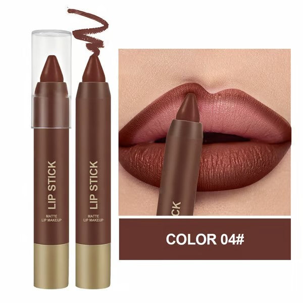 6Pcs/set Mauve Matte Brown Lip Liner and Lipstick Combo Set Kit