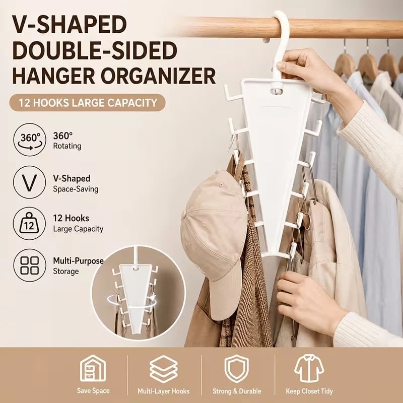 🔥LAST DAY 50%OFF🎁Multi-Functional V-Shaped Double Sided Hanger Storage Rack