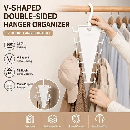 🔥LAST DAY 50%OFF🎁Multi-Functional V-Shaped Double Sided Hanger Storage Rack