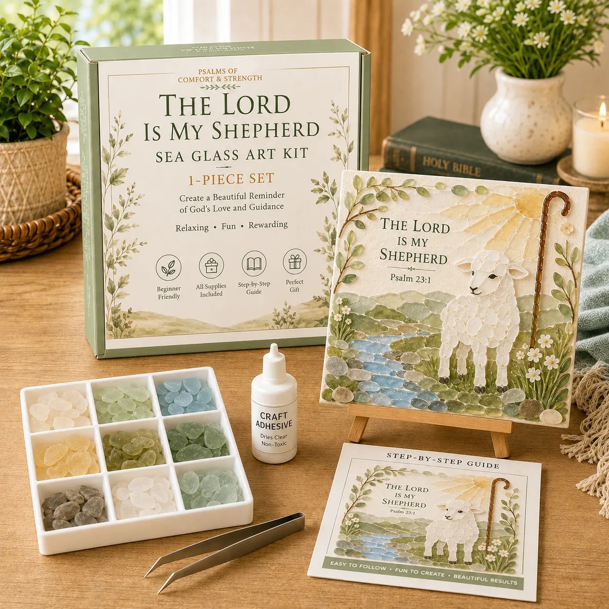 The Lord Is My Shepherd sea glass art kit