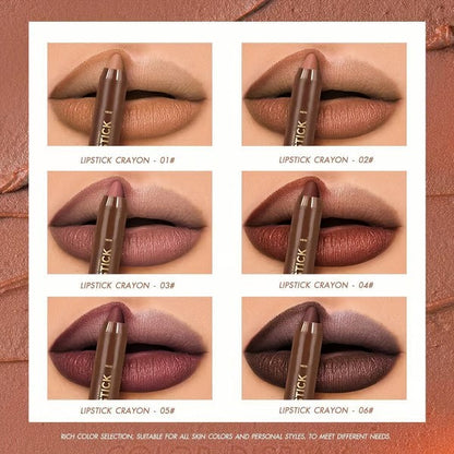 6Pcs/set Mauve Matte Brown Lip Liner and Lipstick Combo Set Kit