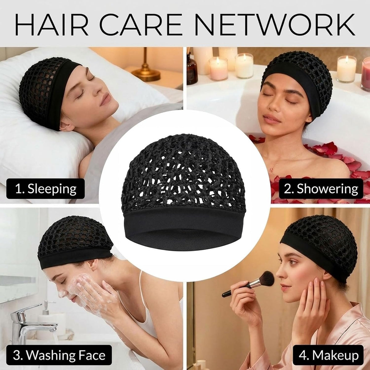 💖Hot 47% OFF🌹🌙 3-Piece Stretchy Wide-Edge Sleeping Cap Set