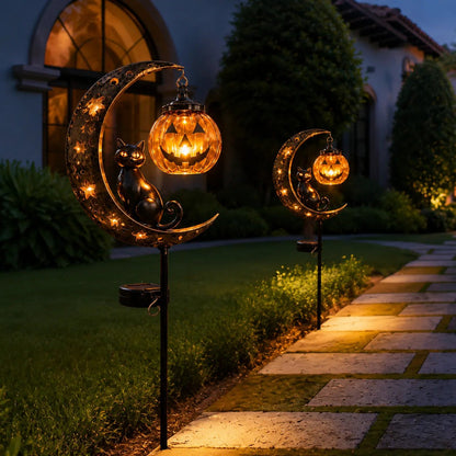 🔥2026🔥70% OFF TODAY 👻 Solar Halloween Garden Stake Light with Black Cat & Pumpkin