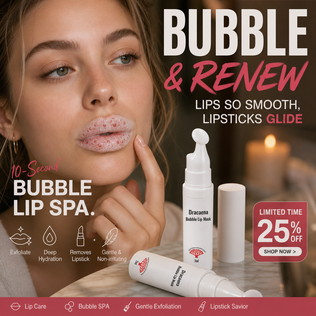 Dracaena Bubble Lip Mask foaming on lips