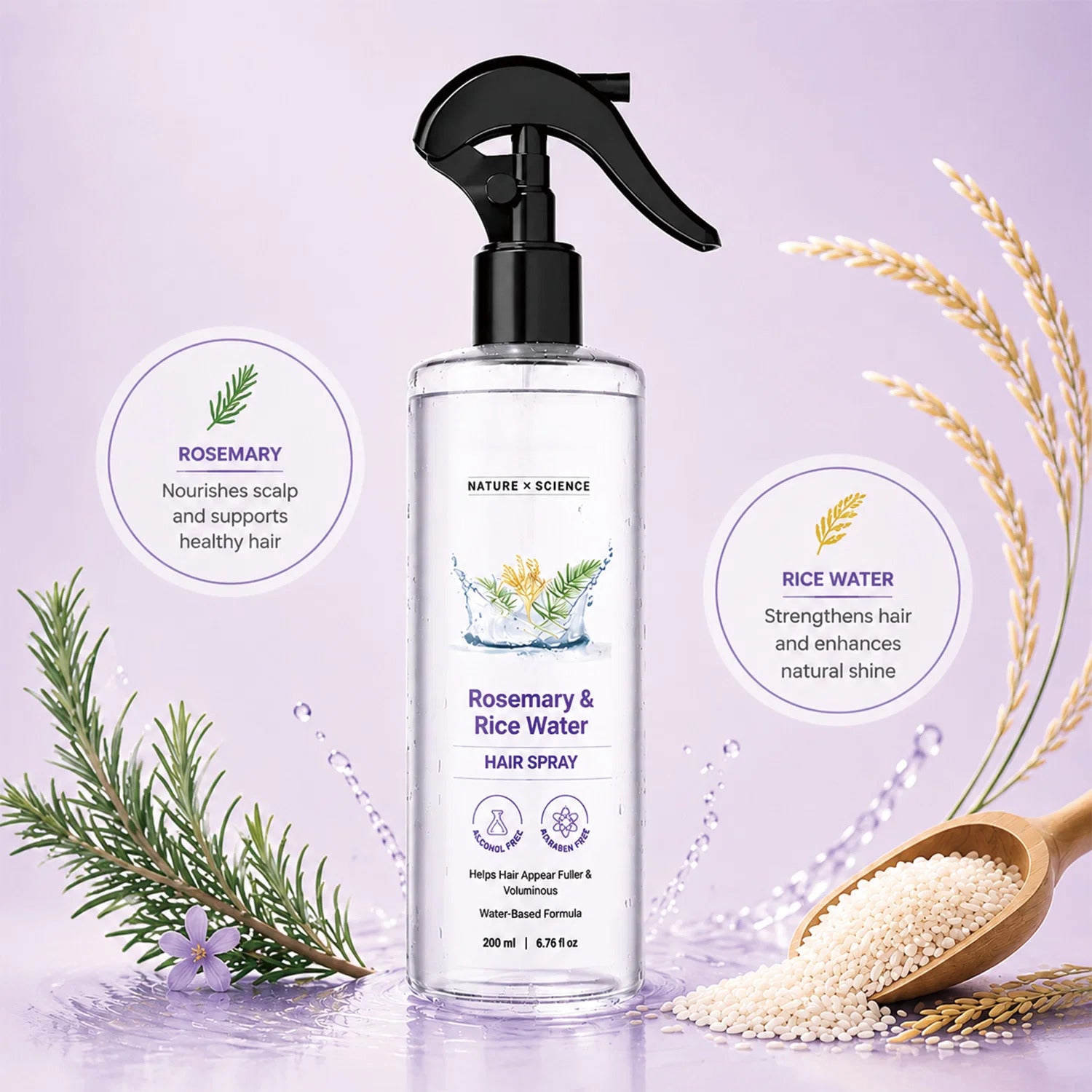 Rosemary and rice water hair spray
