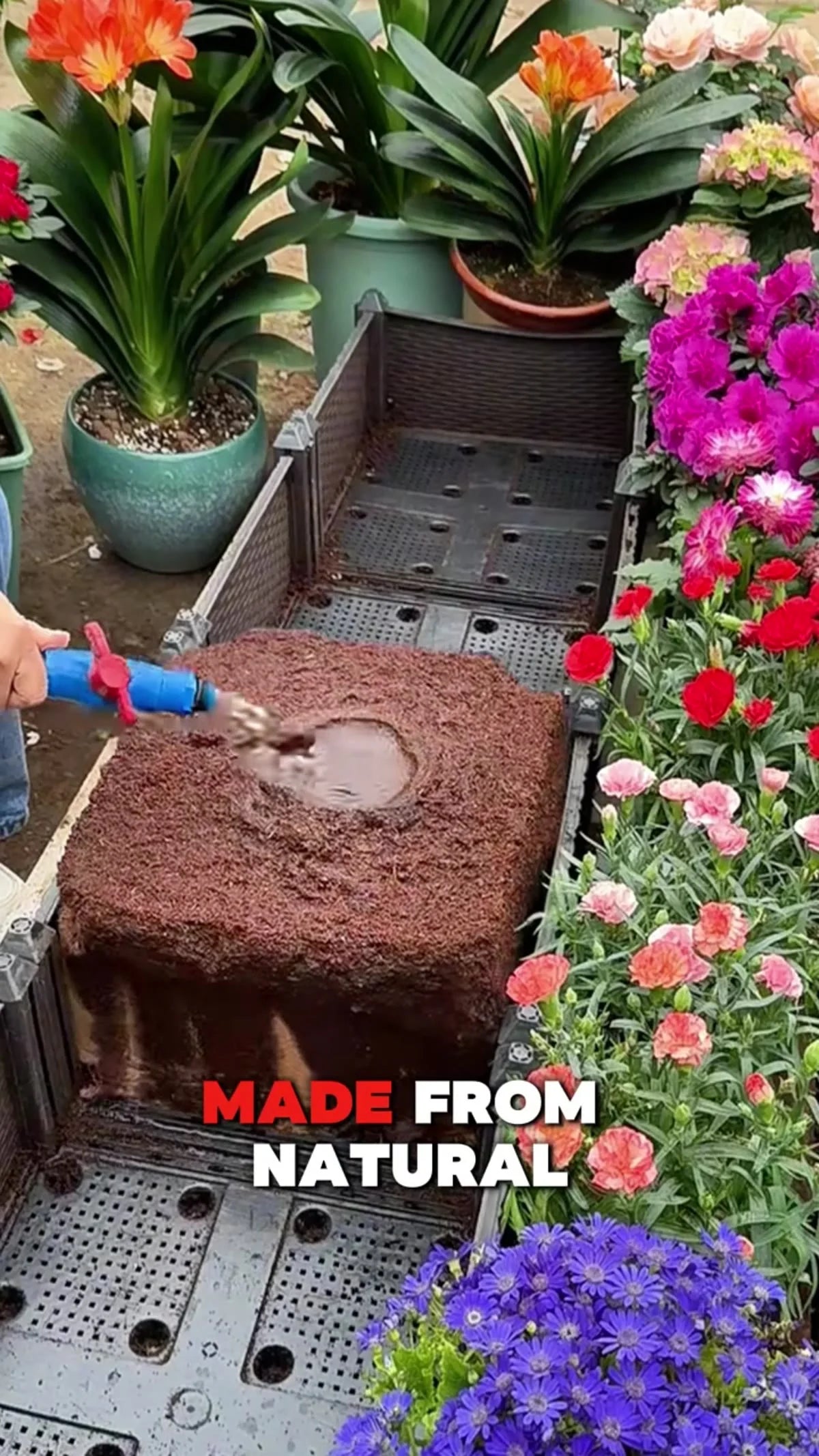 Coco coir brick expansion demonstration