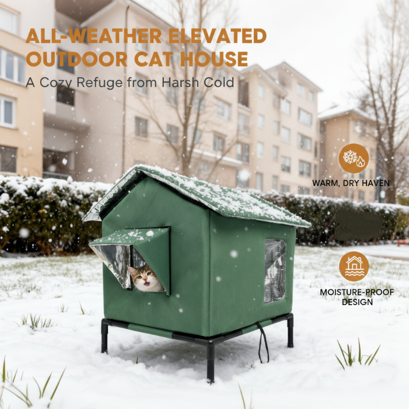All-Weather Elevated Outdoor Cat House