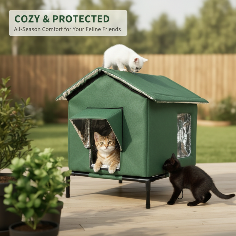 Cozy protected outdoor cat shelter