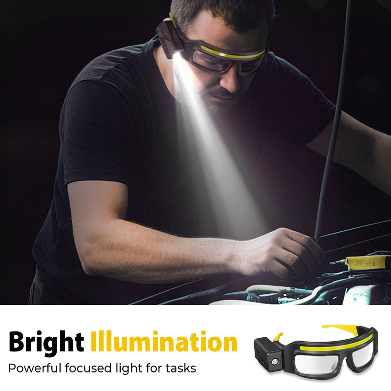 🔦 LIMITED-TIME 50% OFF! ✨ Hands-Free LED Work Light Glasses – Motion Sensor, Rotatable Lamp, Multi Brightness 🛠️