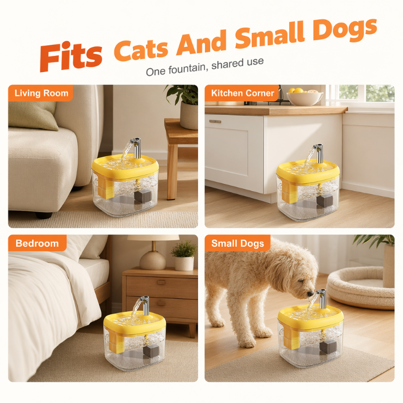 Silent Pet Drinking Dispenser with Food-Grade PET Bowl