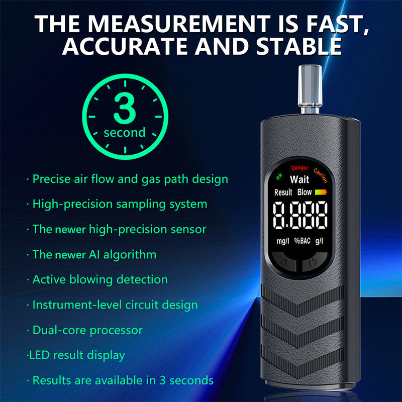 Alcohol tester showing fast measurement result
