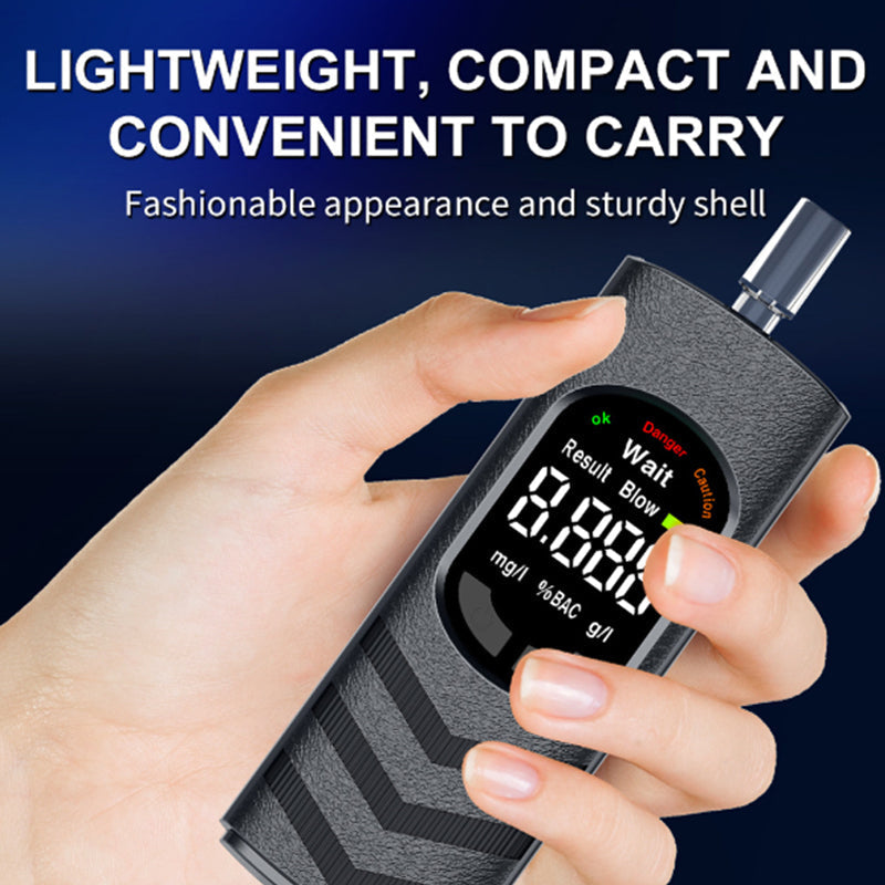 Compact alcohol tester held securely in one hand
