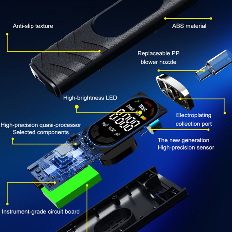 Internal sensor and sampling path of rechargeable alcohol tester