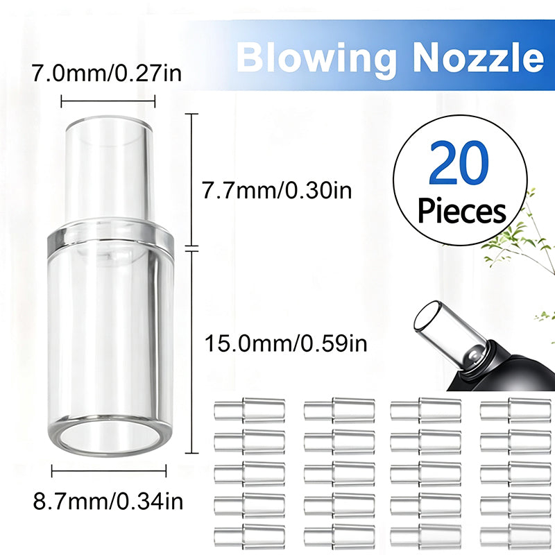 Twenty replacement alcohol tester mouthpieces with dimensions