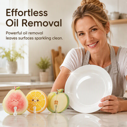 🧴🍲Cartoon Fruit Compressed Wood Pulp Dishwashing Sponge & Kitchen Scrubber🥗✨