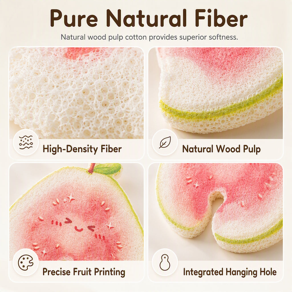 🧴🍲Cartoon Fruit Compressed Wood Pulp Dishwashing Sponge & Kitchen Scrubber🥗✨