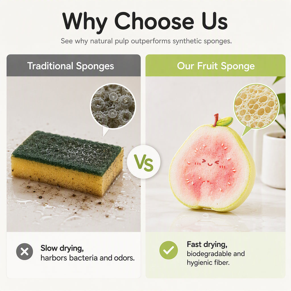 🧴🍲Cartoon Fruit Compressed Wood Pulp Dishwashing Sponge & Kitchen Scrubber🥗✨