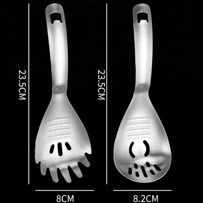 🥄50% OFF NOW! Multipurpose Stainless Steel Kitchen Spoon‑2‑in‑1 Cooking Utensil with Grater & Drain Holes, Multi‑Function Skimmer Spoon for Straining, Stirring, Grating Ginger Garlic