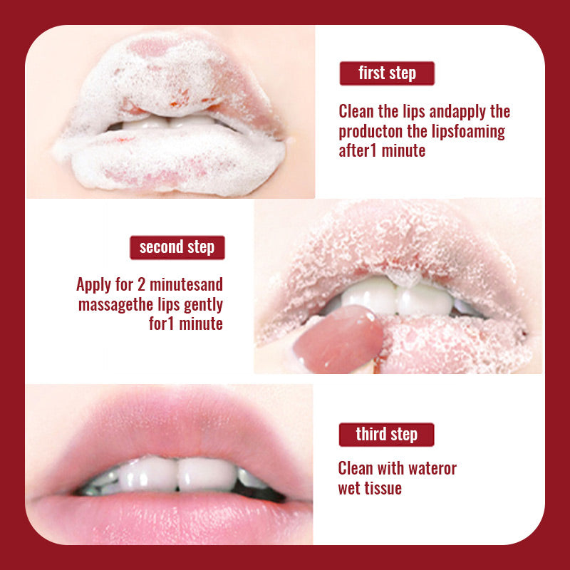 Three step bubble lip mask usage instructions