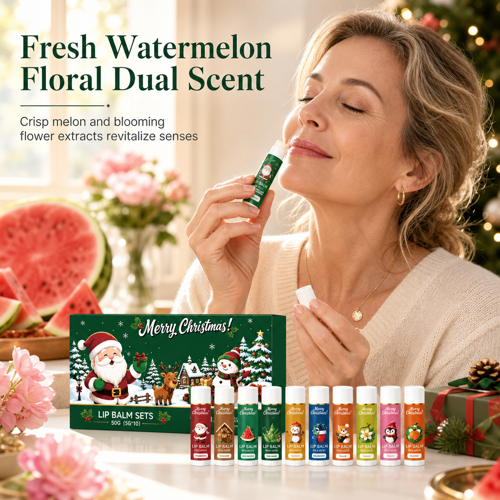 Fresh watermelon and floral scent Christmas lip balm set