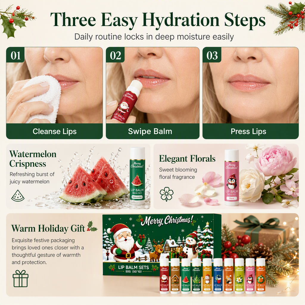 Three easy Christmas lip balm hydration steps