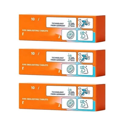 Three boxes pipe cleaning tablets